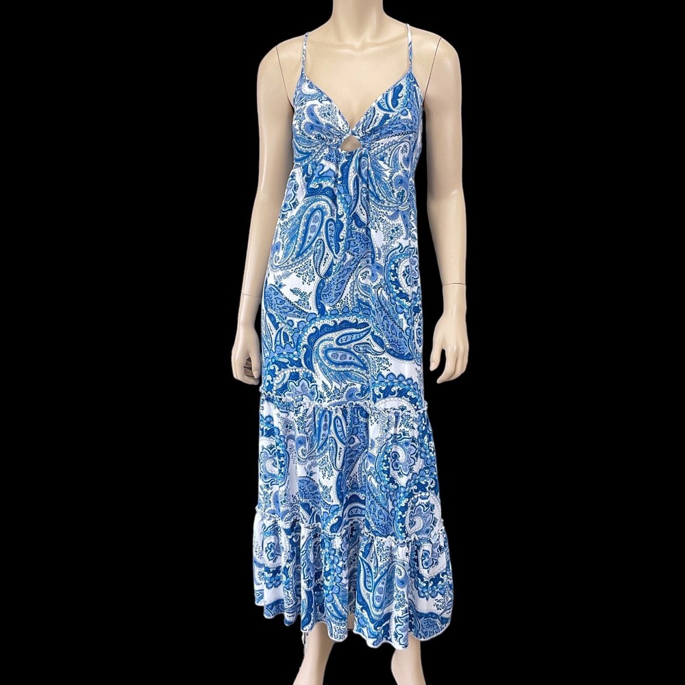 Liberty Love Dress Women Small Blue Maxi Long Paisley‎ Ruffle NWOT